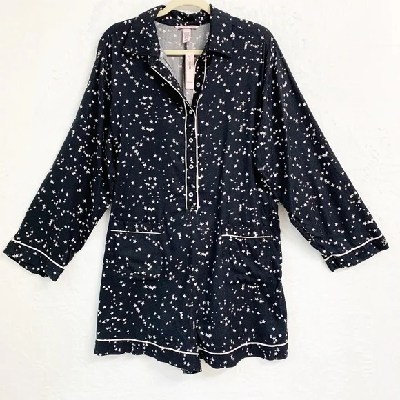 Victoria's Secret Star Print Sleep Short Romper Sz L - Picture 3 of 15